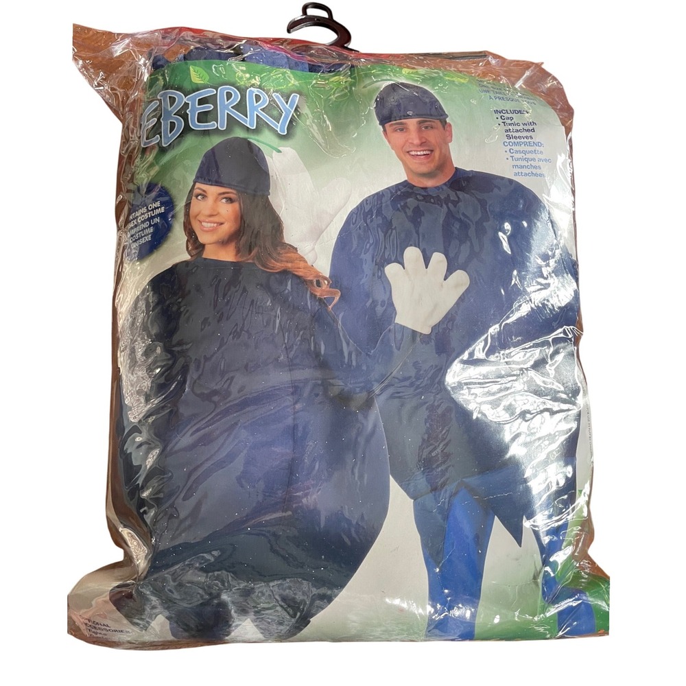 Blueberry Fruit Costume Adult Unisex One Size Tunic Cap and Blonde Wig Set